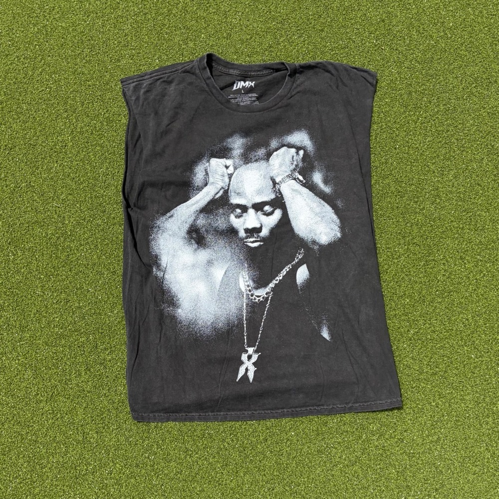 DMX Tribute Graphic Muscle Tee Sleeveless Shirt Faded Black Large Mens Hip Hop